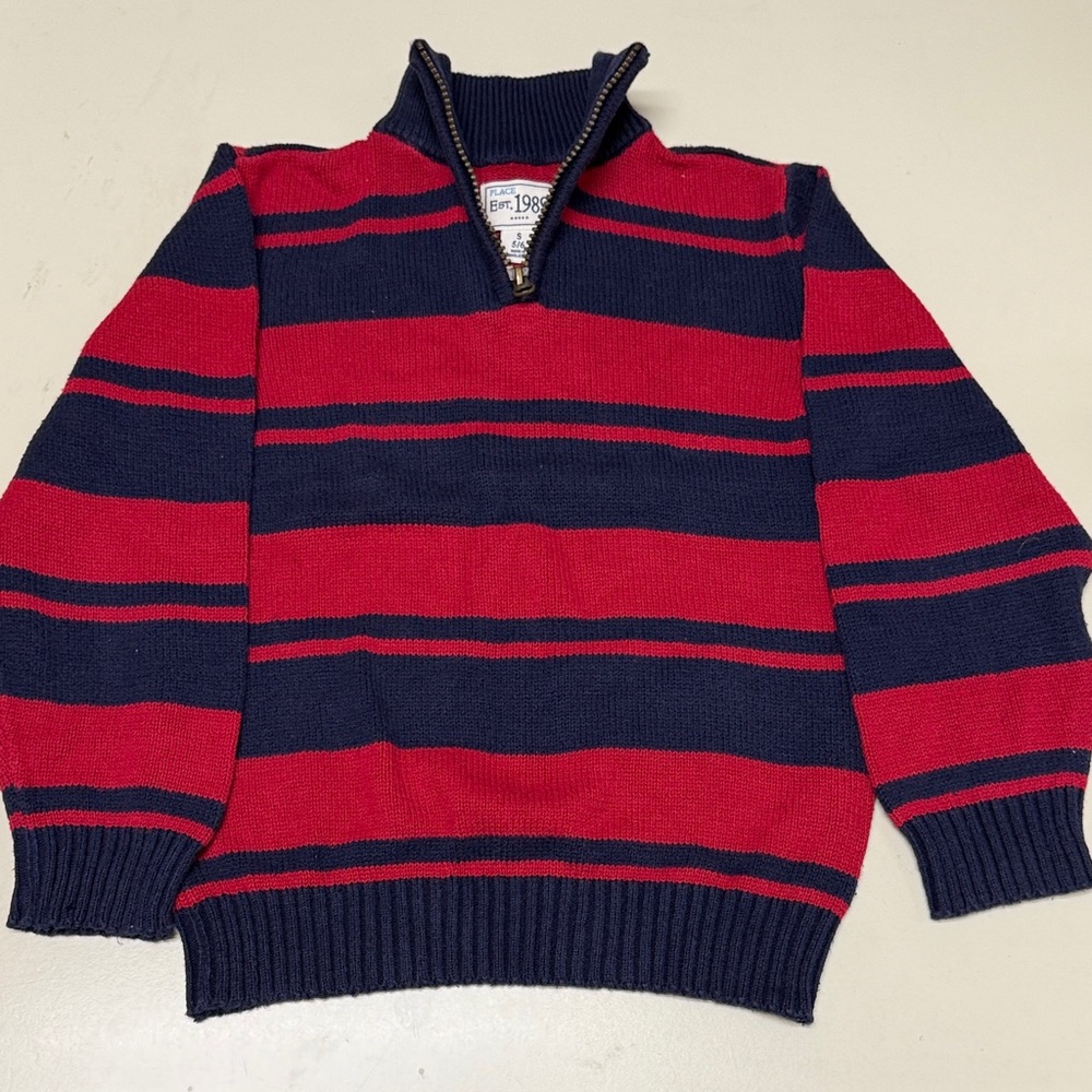Place Boy 1/4 Zip Up Sweater in Red and Navy size small